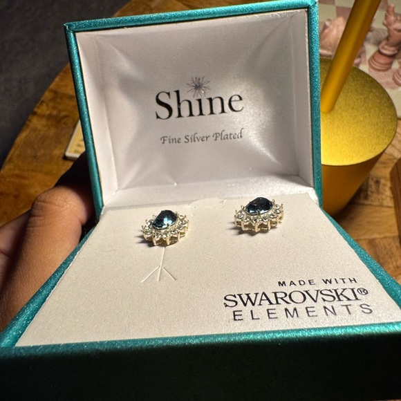 Sapphire & Diamond Swarovski Earrings - Picture 2 of 4